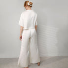 Washable Silk High Rise Pant Set - #Tranquil White
