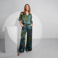 Washable Silk High Rise Pant Set - #Waterlily Large