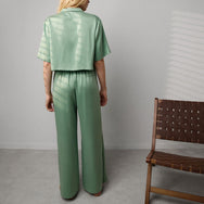 Lunya Pajamas Washable Silk High Rise Pant Set - #Whist Jade