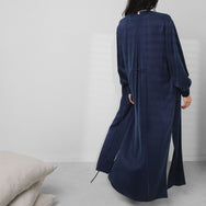 Lunya Sleepwear Washable Silk Long Robe - #Deep Blue