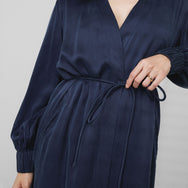 Lunya Sleepwear Washable Silk Long Robe - #Deep Blue