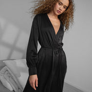 Lunya Washable Silk Long Robe - #Immersed Black