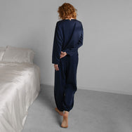 Lunya Pajamas Washable Silk Long Sleeve Jogger Pant Set - #Deep Blue