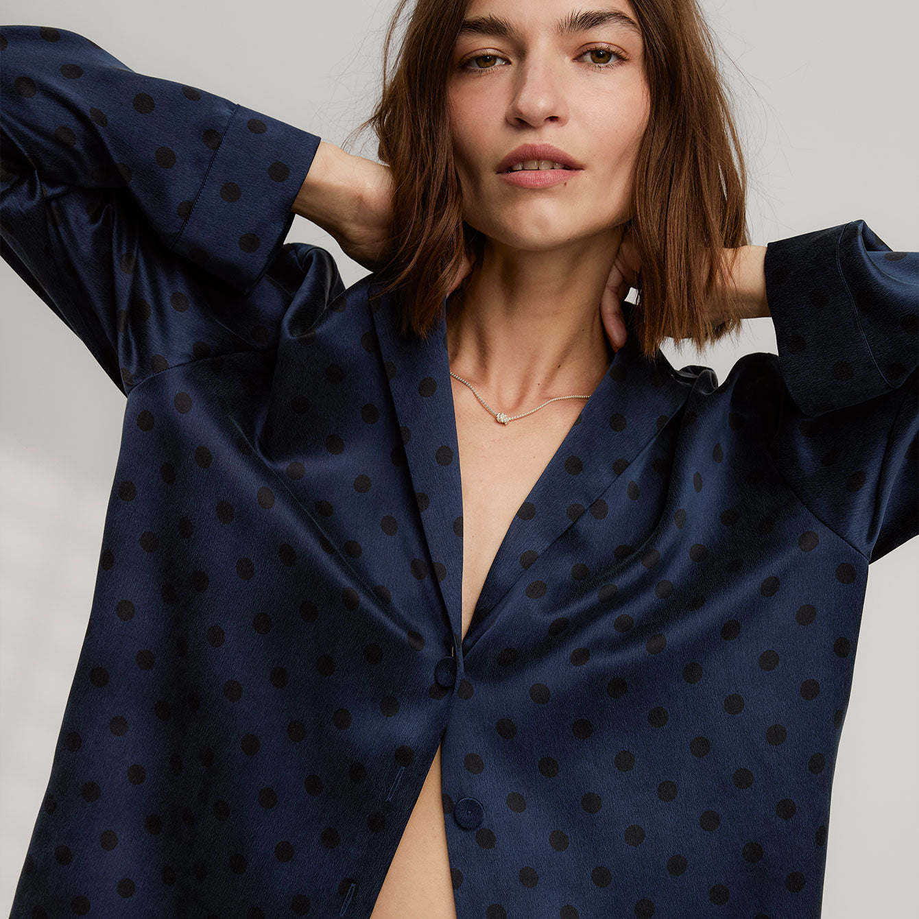Lunya Pajamas Washable Silk Long Sleeve Pant Set - #Blue Ellipsis