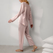 Washable Silk Long Sleeve Pant Set - #Delicate Pink