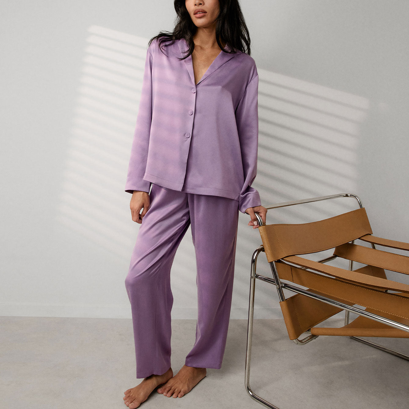 Lunya Pajamas Washable Silk Long Sleeve Pant Set - #Dormant Orchid