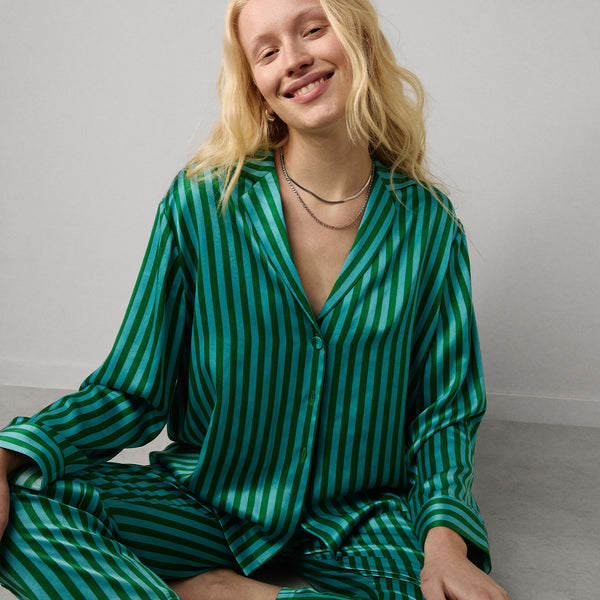 パンツ Toucan Print Pyjama Silk Pants 100% Washable Silk Satin Pajama Pant