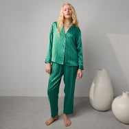 Lunya Pajamas Washable Silk Long Sleeve Pant Set - #Halcyon Stripe