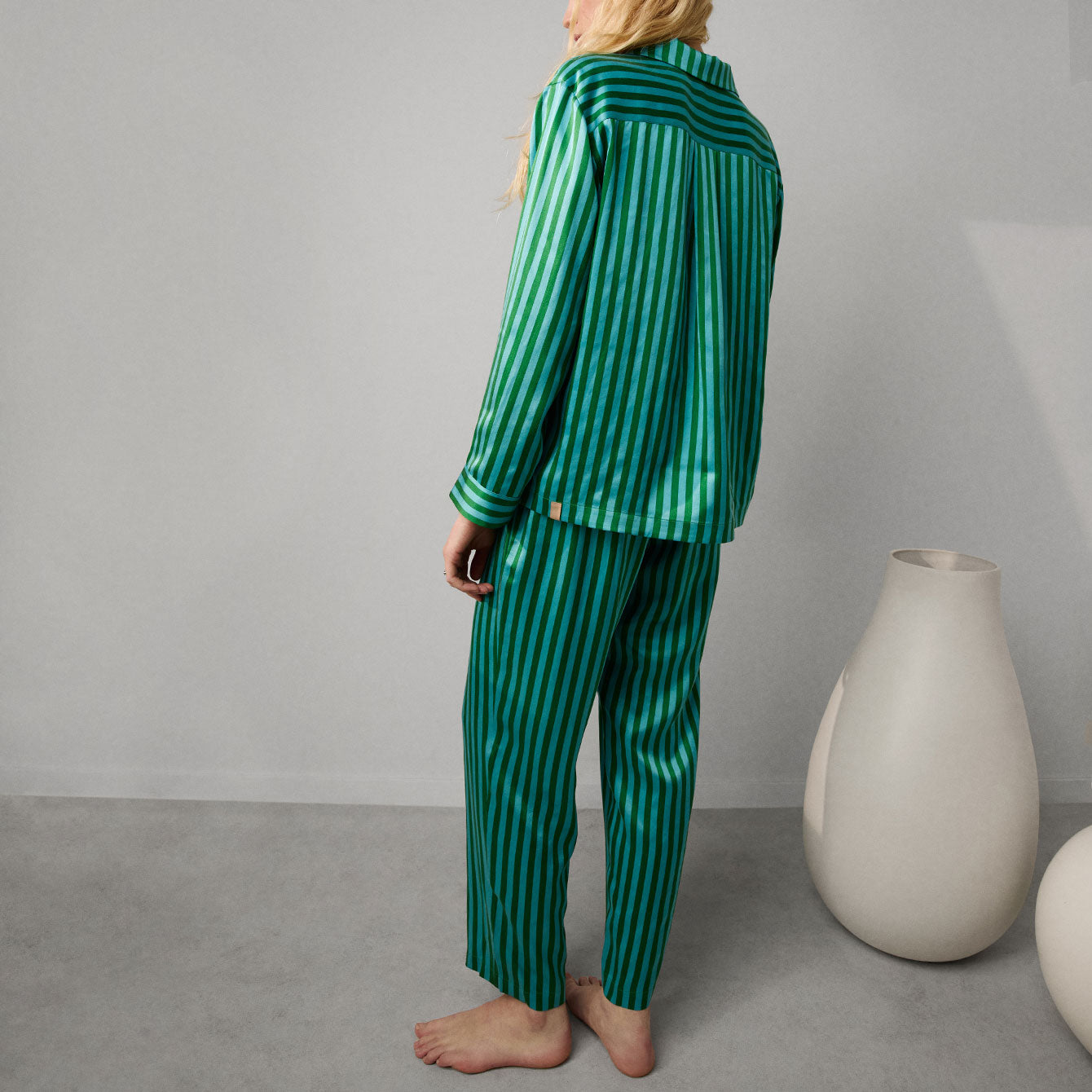 Lunya Pajamas Washable Silk Long Sleeve Pant Set - #Halcyon Stripe