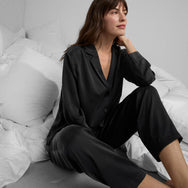 Lunya Pajamas Washable Silk Long Sleeve Pant Set - #Immersed Black