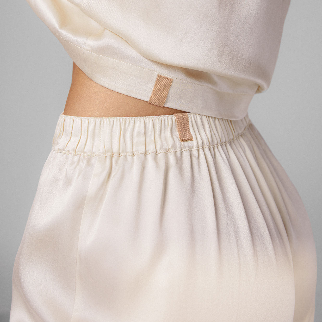 Washable Silk Long Sleeve Pant Set - #Swan White