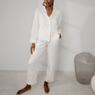 Lunya Pajamas Washable Silk Long Sleeve Pant Set - #Tranquil White