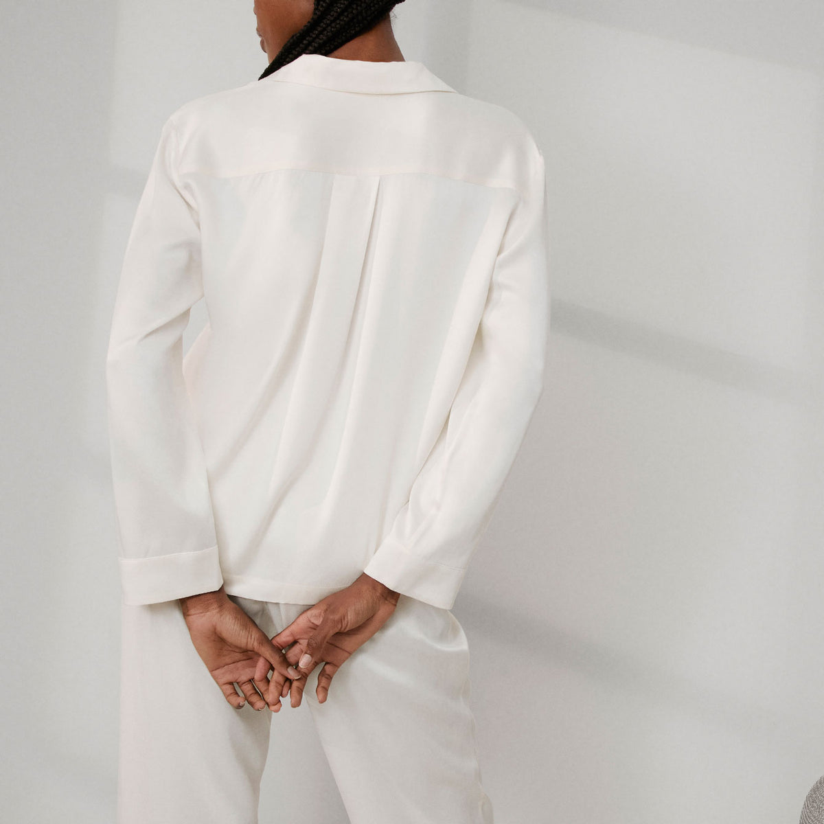Lunya Pajamas Washable Silk Long Sleeve Pant Set - #Tranquil White