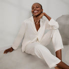 Lunya Pajamas Washable Silk Long Sleeve Pant Set - #Tranquil White