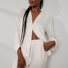 Lunya Pajamas Washable Silk Long Sleeve Pant Set - #Tranquil White