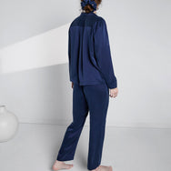 Lunya Sleepwear Washable Silk Long Sleeve Pant Set - #Deep Blue