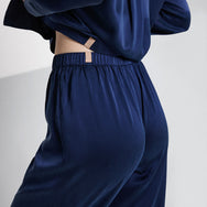 Lunya Sleepwear Washable Silk Long Sleeve Pant Set - #Deep Blue