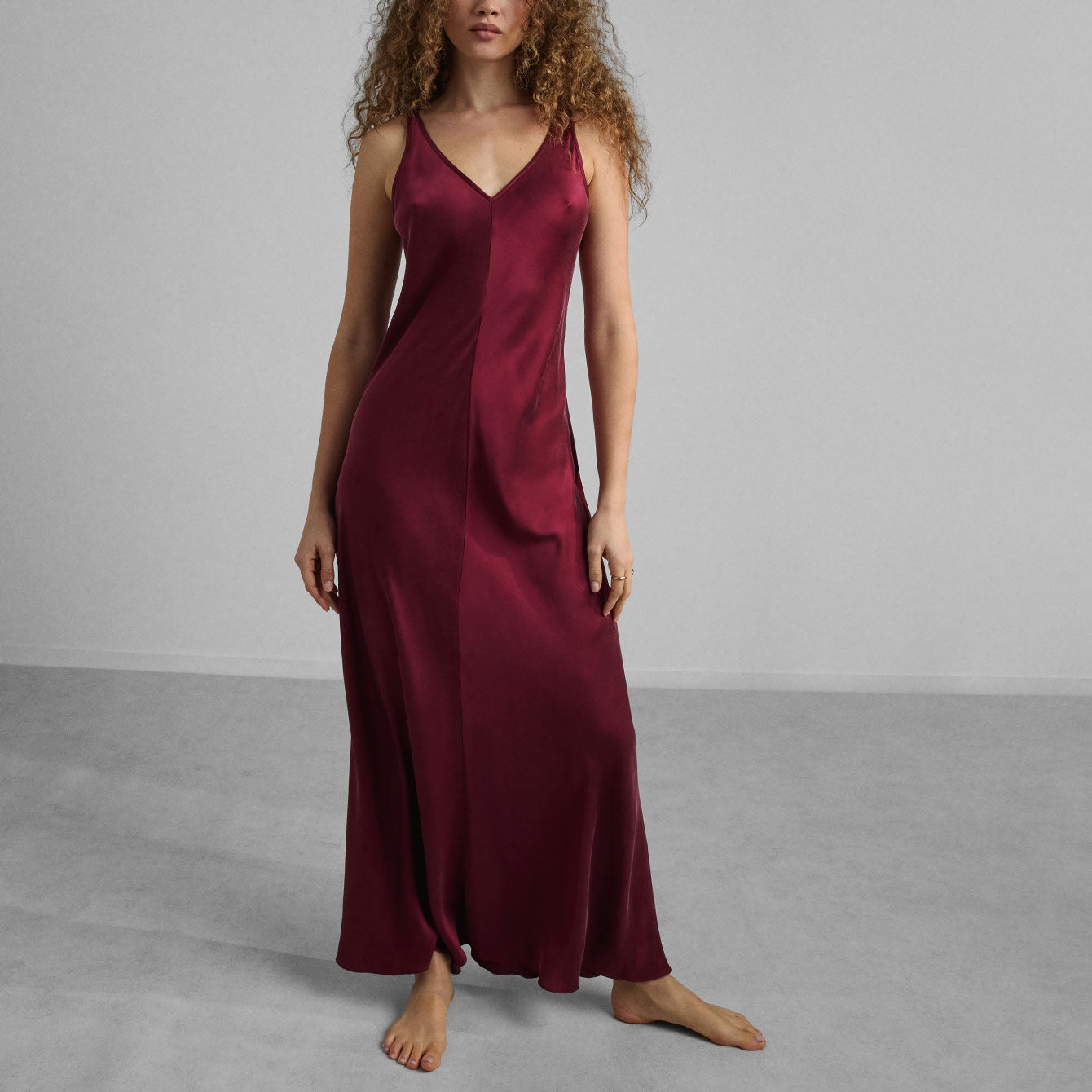 Lunya Sleepwear Washable Silk Maxi Bias Dress - #Calliope Wine