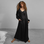 Lunya Pajamas Washable Silk Maxi Bias Dress - #Immersed Black