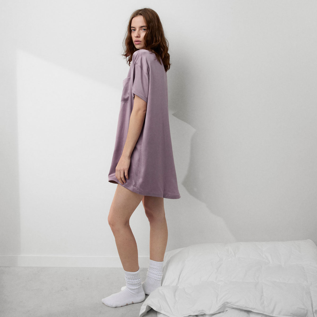 Lunya Pajamas Washable Silk Oversized Sleep Tee - #Frosted Crocus