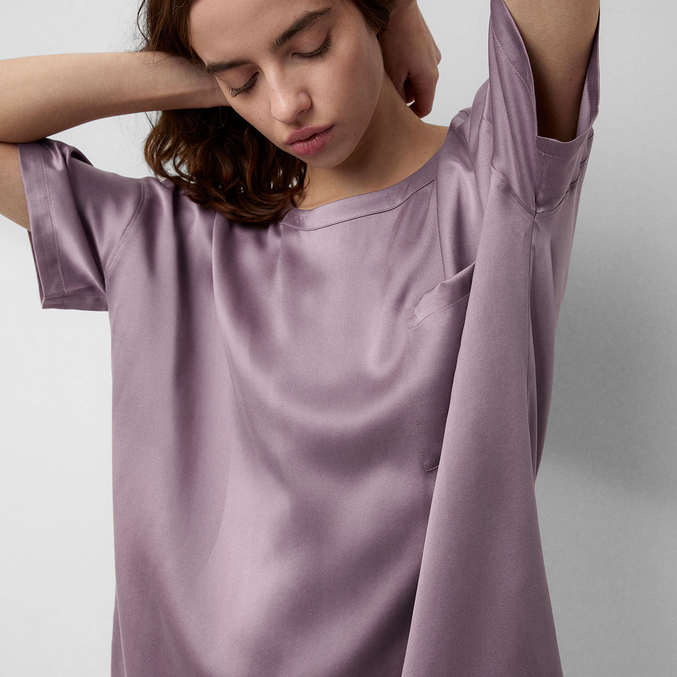 Lunya Pajamas Washable Silk Oversized Sleep Tee - #Frosted Crocus