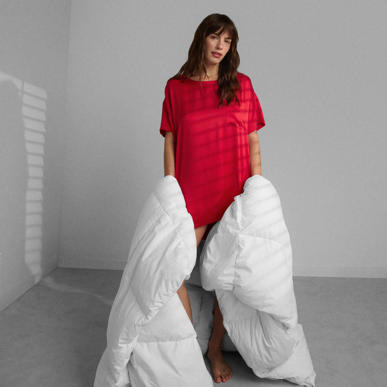 Lunya Washable Silk Oversized Sleep Tee - #Carmine Red