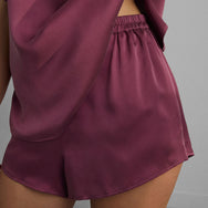 Lunya Pajamas Washable Silk Piped Tee Short Set - #Winter Rose Calliope Wine