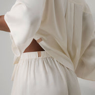 Lunya Pajamas Washable Silk Relaxed Button Up Short Set - #Tranquil White