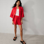 Lunya Pajamas Washable Silk Relaxed Button Up Short Set - #Untold Scarlet