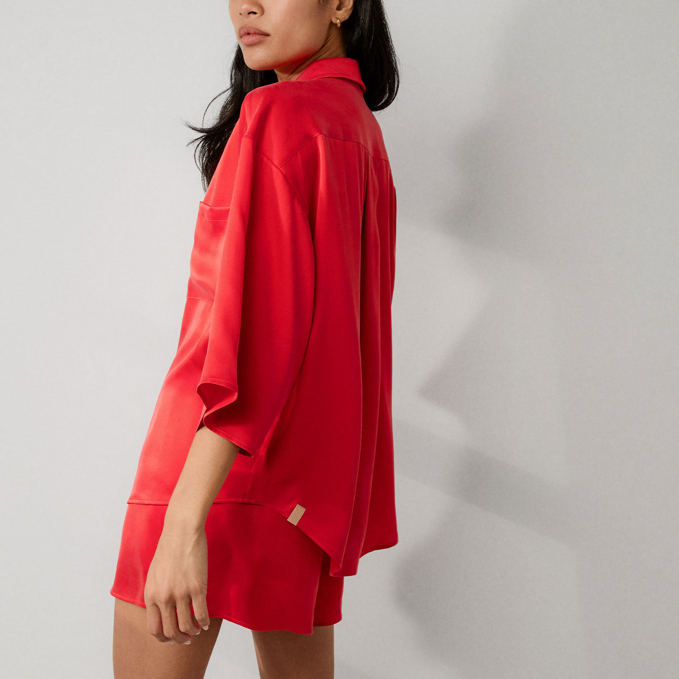 Lunya Pajamas Washable Silk Relaxed Button Up Short Set - #Untold Scarlet