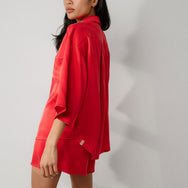 Lunya Pajamas Washable Silk Relaxed Button Up Short Set - #Untold Scarlet