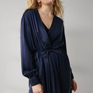 Lunya Sleepwear Washable Silk Long Robe - #Deep Blue