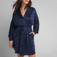 Lunya Sleepwear Washable Silk Robe - #Deep Blue