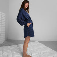 Lunya Sleepwear Washable Silk Robe - #Deep Blue