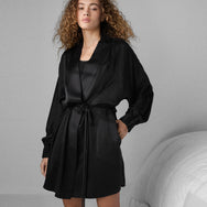 Lunya Sleepwear Washable Silk Robe - #Immersed Black