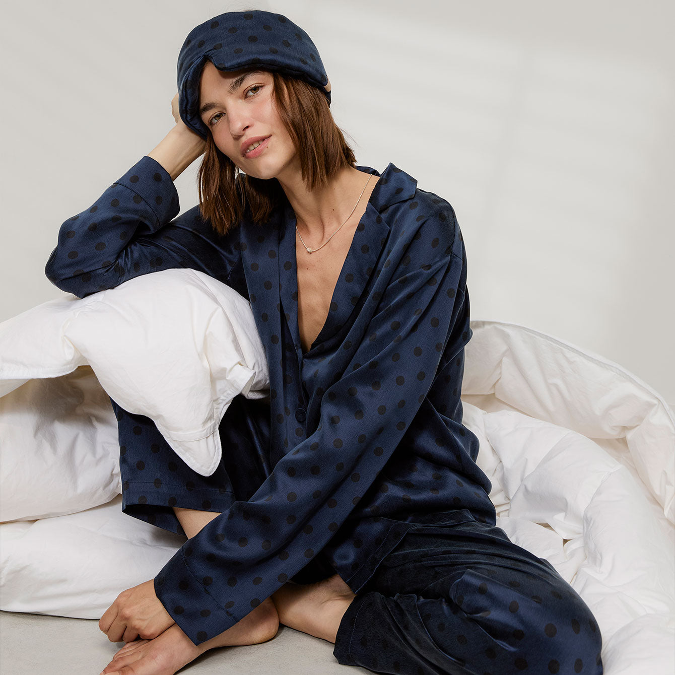 Lunya Pajamas Washable Silk Sleep Mask - #Blue Ellipsis