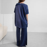 Lunya Sleepwear Washable Silk Tee Pant Set - #Deep Blue