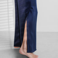 Lunya Sleepwear Washable Silk Tee Pant Set - #Deep Blue