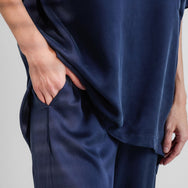 Lunya Sleepwear Washable Silk Tee Pant Set - #Deep Blue