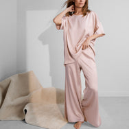 Washable Silk Tee Pant Set - #Delicate Pink