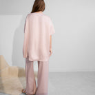 Washable Silk Tee Pant Set - #Delicate Pink