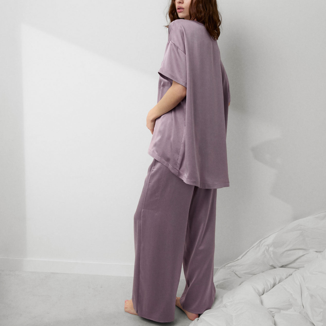 Lunya Pajamas Washable Silk Tee Pant Set - #Frosted Crocus