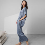 Washable Silk Tee Pant Set - #Pastoral Blue