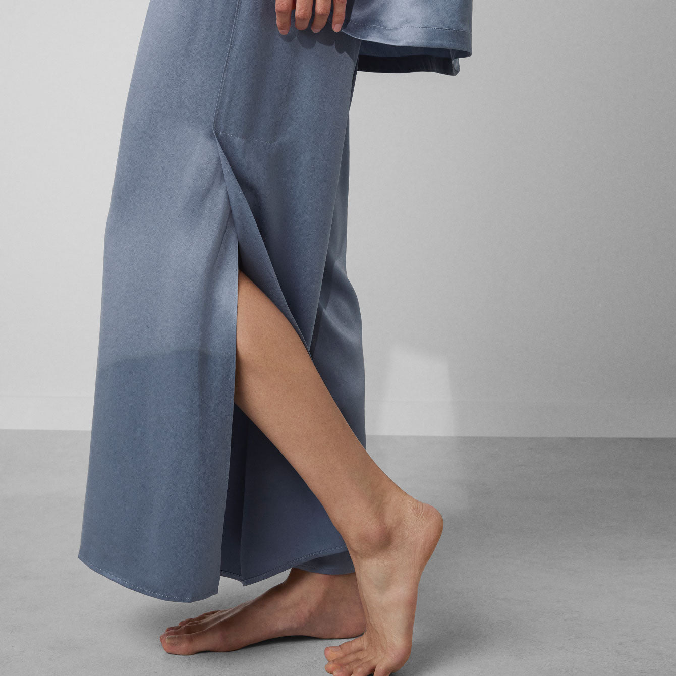 Washable Silk Tee Pant Set - #Pastoral Blue