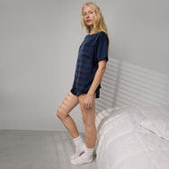 Lunya Pajamas Washable Silk Tee Short Set - #Deep Blue