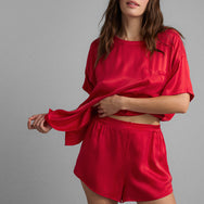 Lunya Washable Silk Tee Short Set - #Carmine Red