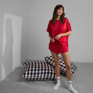 Lunya Washable Silk Tee Short Set - #Carmine Red