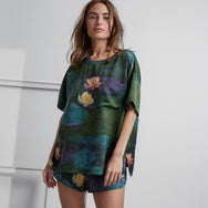 Washable Silk Tee Short Set - #Waterlily Large