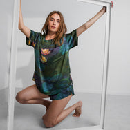 Washable Silk Tee Short Set - #Waterlily Large