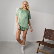 Lunya Pajamas Washable Silk Tee Short Set - #Whist Jade